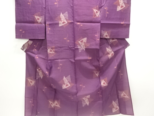 JAPANESE KIMONO / ANTIQUE KIMONO FOR SUMMER / TAISHO ROMAN STYLE / MEISEN / WOVEN FLOWER ARABESQUE